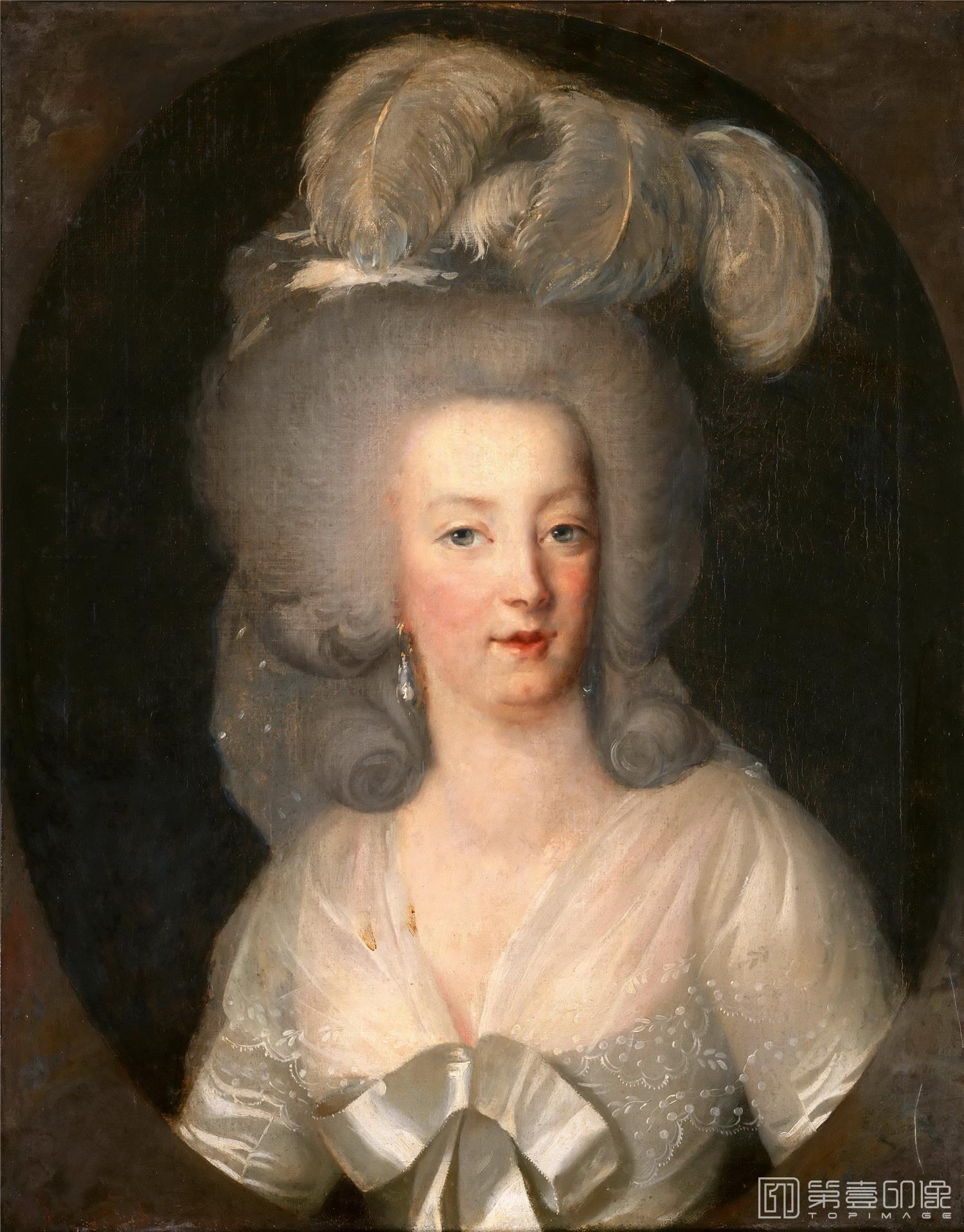 油画-卢浮宫-Anonymous French painterPortrait of Marie Antoinette-0136